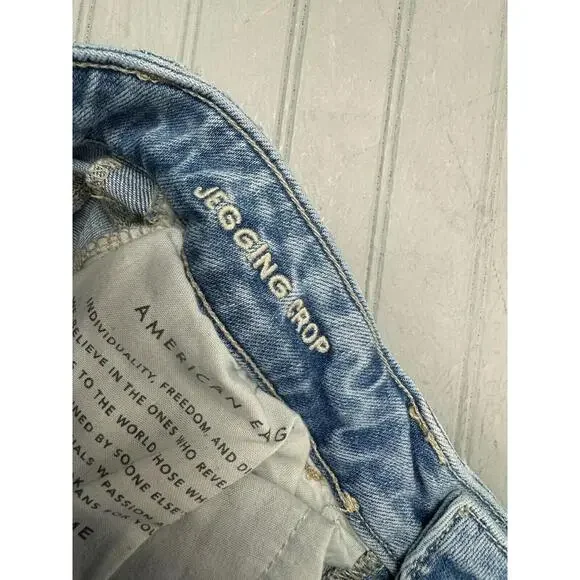 American Eagle Size 2 Women Jean Jegging Crop Mid Rise Skinny Light Wash Stretch - Picture 4 of 5